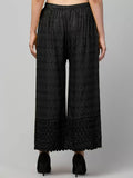 Women Relaxed Black Viscose Rayon Trousers
