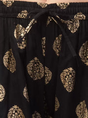 Women Flared Black Viscose Rayon Trousers