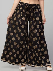 Women Flared Pink Viscose Rayon Trousers