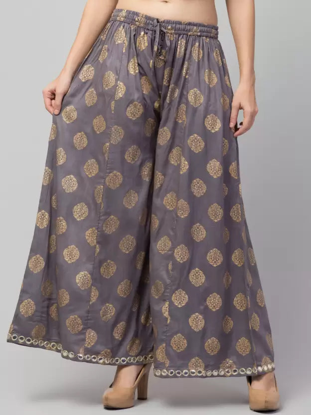 Women Flared Pink Viscose Rayon Trousers