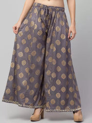 Women Flared Pink Viscose Rayon Trousers