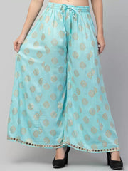 Women Flared Pink Viscose Rayon Trousers