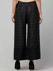 Women Relaxed Black Viscose Rayon Trousers