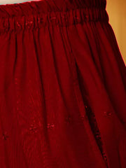 Women Relaxed Maroon Viscose Rayon Trousers