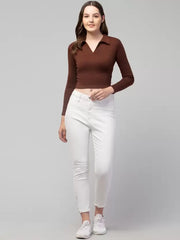Casual Regular Sleeves Solid Women Brown Top