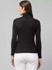 Casual Regular Sleeves Solid Women Black Top