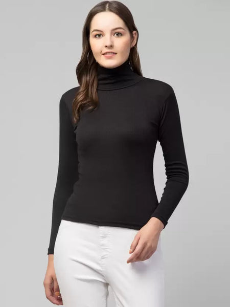 Casual Regular Sleeves Solid Women Black Top